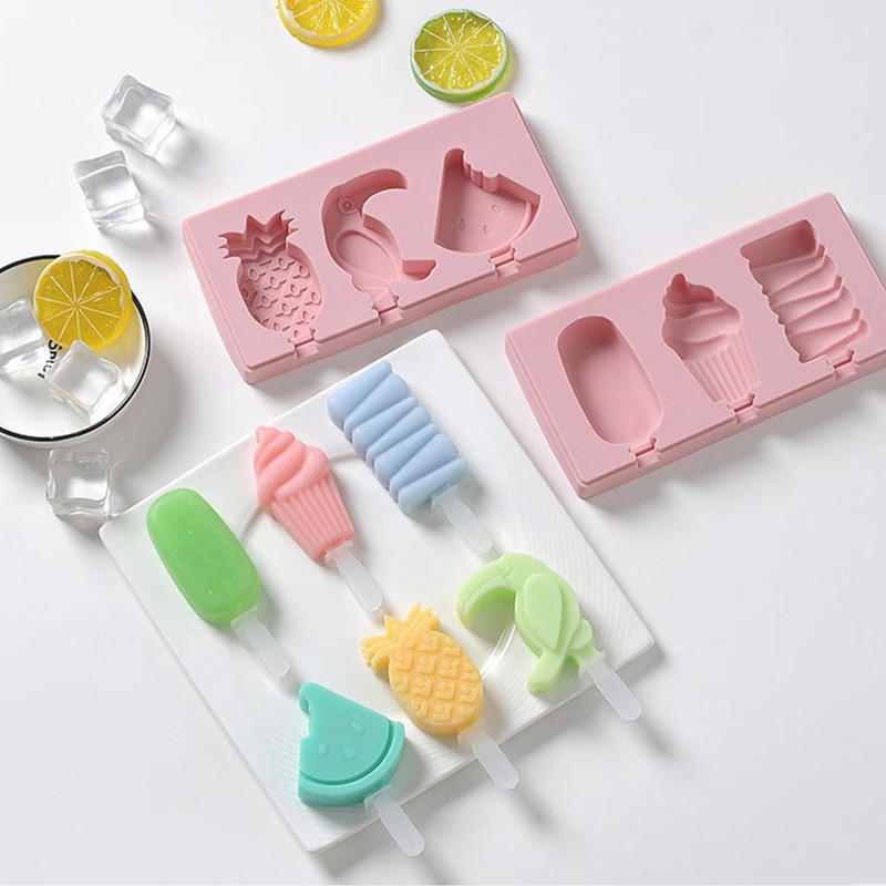 1 Khuôn Làm Kem Bằng Silicone Với Que Có Thể Tái Sử Dụng