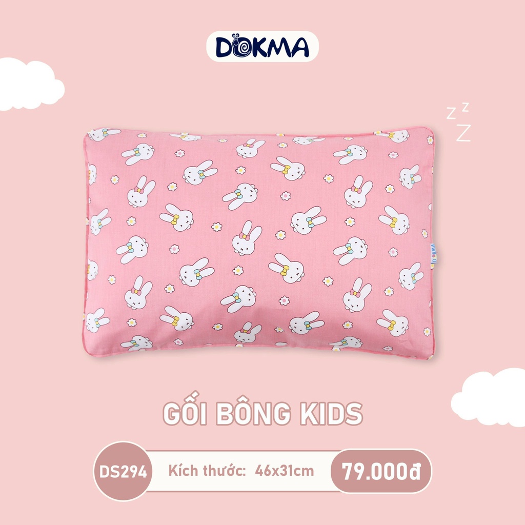 Gối Bông Kids Dokma Vải Organic Cotton Mềm Mại Cho Bé Từ 7 Tháng Đến 6 Tuổi Kích Thước 46cmx31cm.