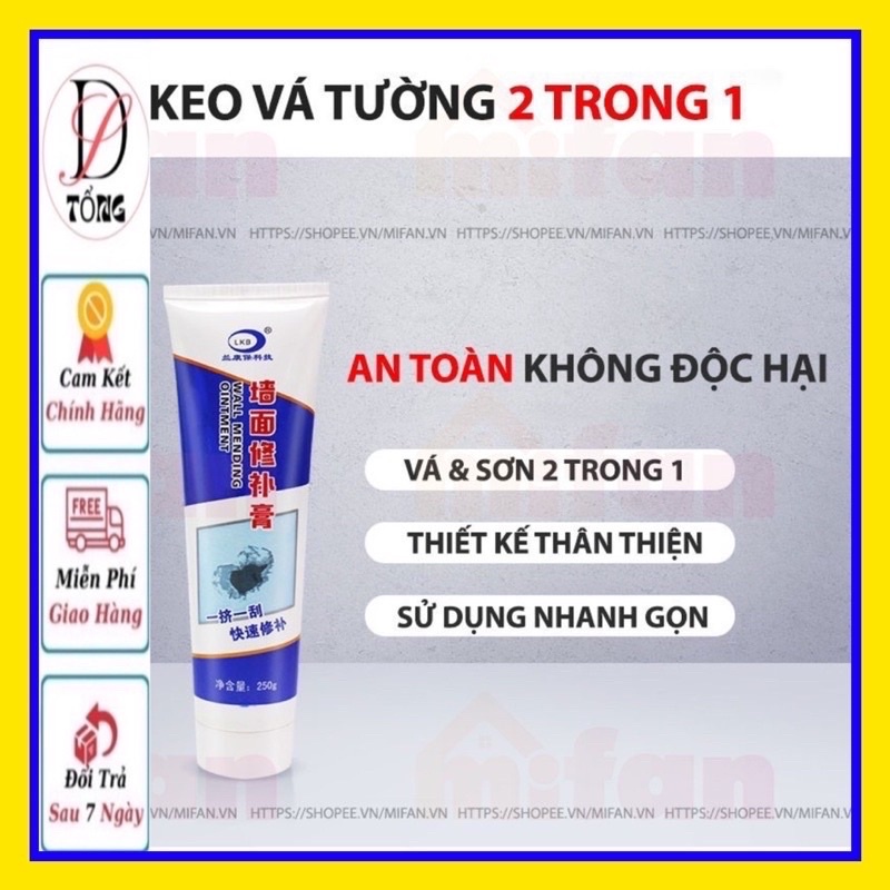 Keo Vá Tường Chống Thấm LKB 250gr - Trám Trét Vết Nứt Khe Hở Tường - Chống Mốc Ẩm Làm Sạch Tường