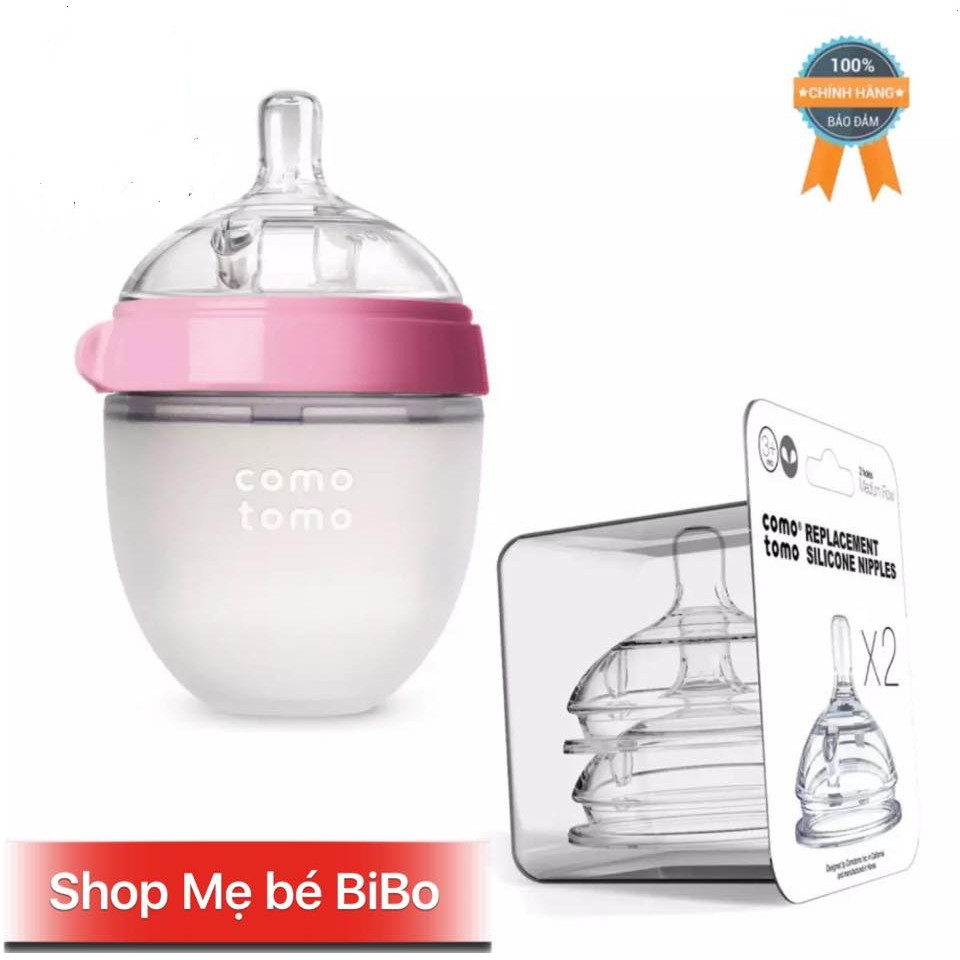 COMBO 1 BÌNH SỮA COMOTOMO 150ML  KÈM HỘP 2 NÚM TY THAY THẾ