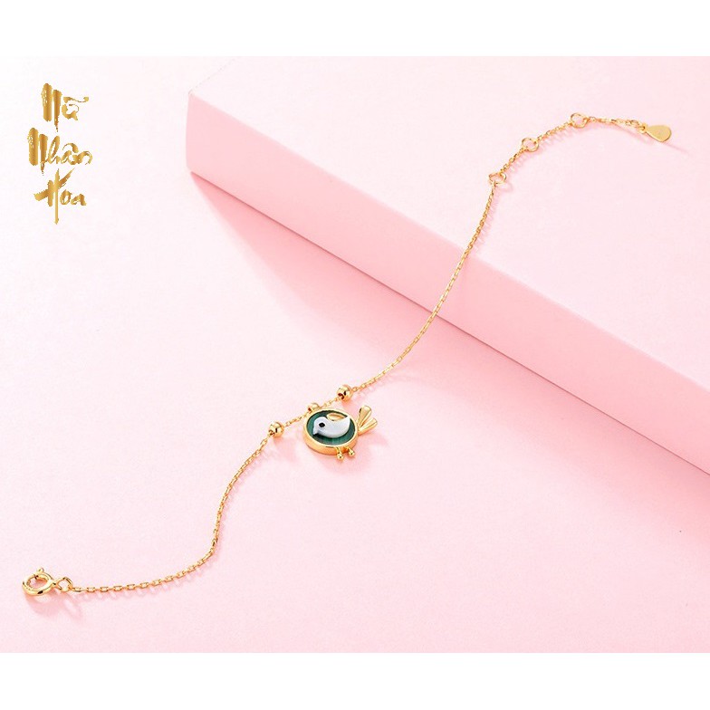 VTS011 Vòng tay bạc hình chim xanh