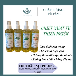 Tinh dầu xịt phòng hương sả chanh, quế, xá xị, bạc hà, khuynh diệp dùng xịt khử mùi phòng, xe hơi, đuổi muỗi chai 250ml