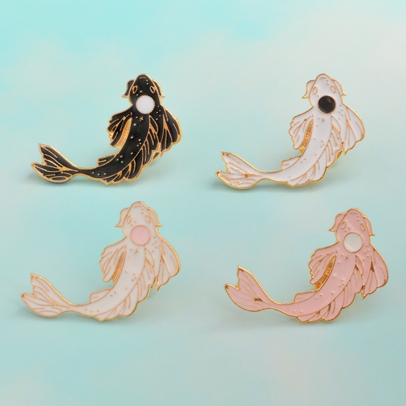 Huy hiệu cài áo hình cá Koi phong cách Nhật Bản 4 kiểu dáng