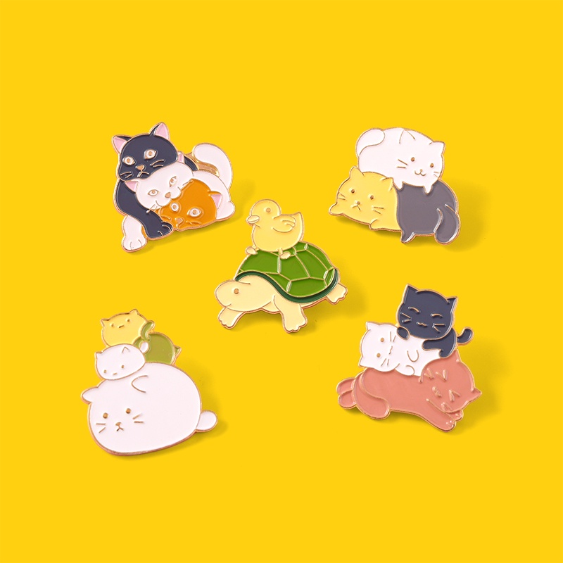 Ghim cài áo QIHE JEWELRY hình động vật hoạt hình dễ thương vui nhộn 5 kiểu tùy chọn