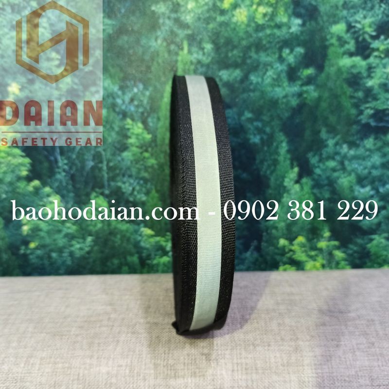 Dây phản quang vải màu đen sọc xám 2cm x 50m (1 cuộn)