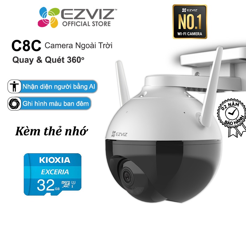 Camera 2Mp WIFI (Xoay) Ngoài Trời EZVIZ C8C Màu Ban Đêm Thông Minh 1080P c3wn c3w F22FP