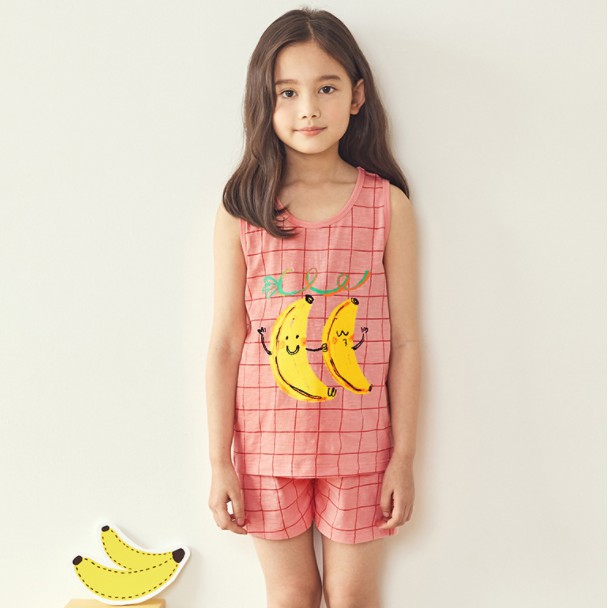 Đồ bộ thun ba lỗ cotton cho bé trai, bé gái mặc nhà mùa hè Unifriend U21-906. Size trẻ em 5-10 tuổi