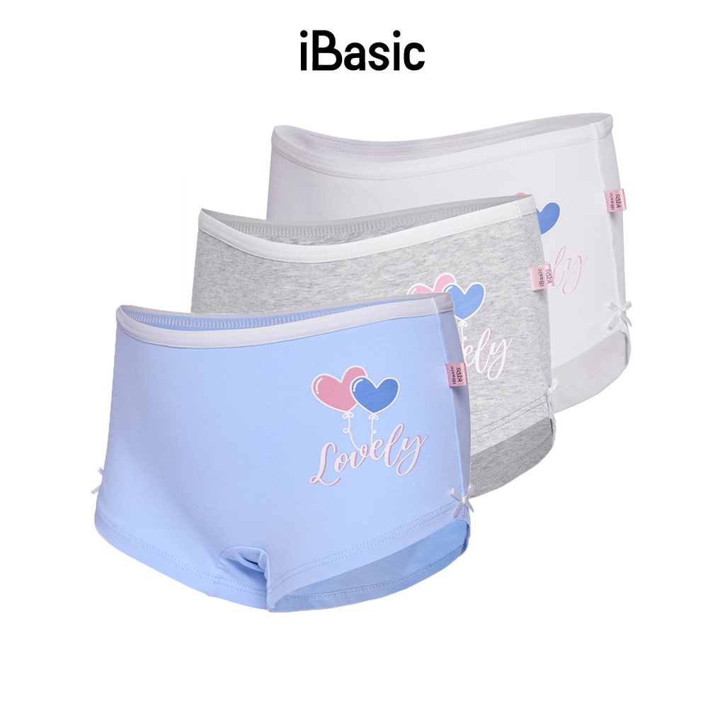 Combo 3 quần lót bé gái cotton lưng cao có họa tiết iBasic PANG018