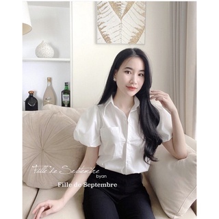 (Ảnh Thật) Áo Sơ Mi Trắng Tay Bồng