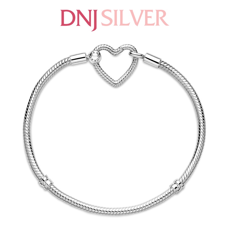 Vòng tay bạc 925 cao cấp - Mẫu vòng Heart Closure Snake Chain chốt tim, có thể mix thêm hạt charm vào vòng theo ý thích