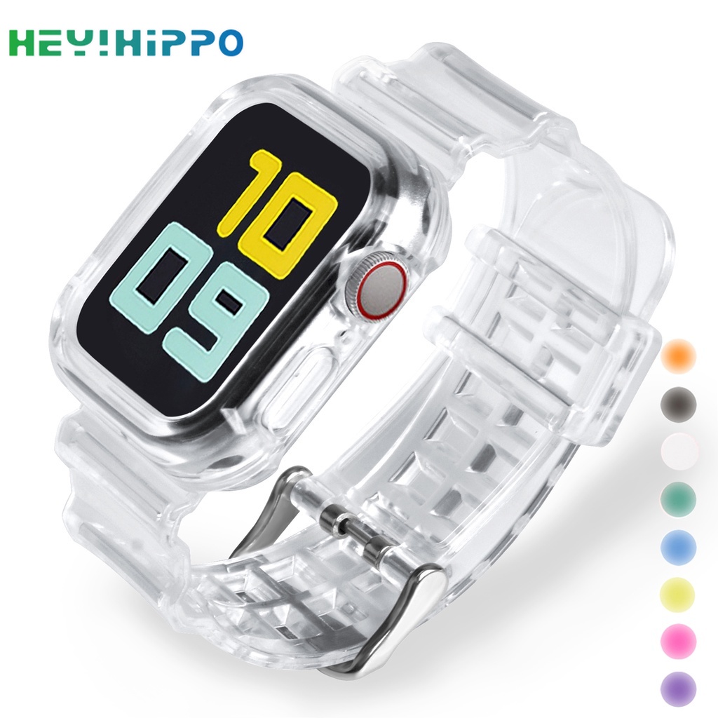 Dây đeo silicon trong suốt thích hợp cho đồng hồ thông minh Apple watch series se 6 5 4 3 38 40 42 44 mm