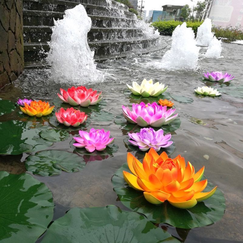 Hoa giả 10cm - Hoa sen thả bát phong thủy, thả bồn gội, trang trí spa, bể cá, hồ nước...