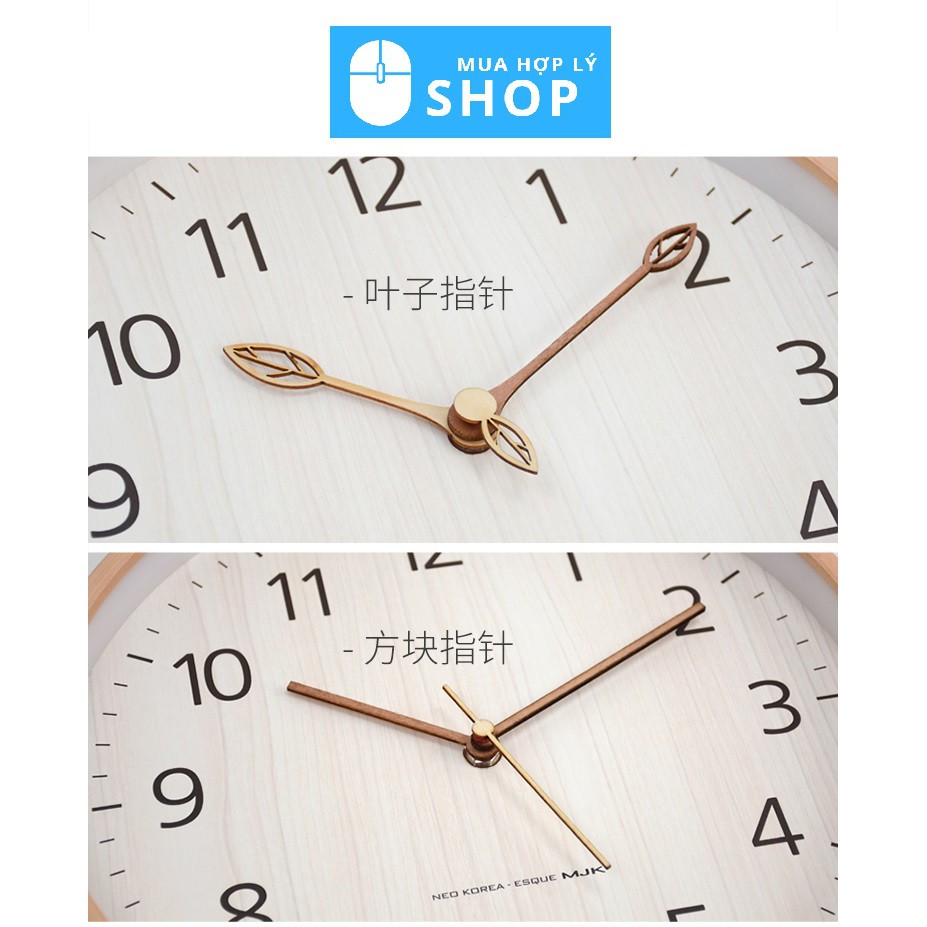ĐỒNG HỒ TREO TƯỜNG KHUNG GỖ NGUYÊN CHẤT MJK CỰC KỲ YÊN TĨNH PHONG CÁCH BẮC ÂU - Hàng Nhập Khẩu