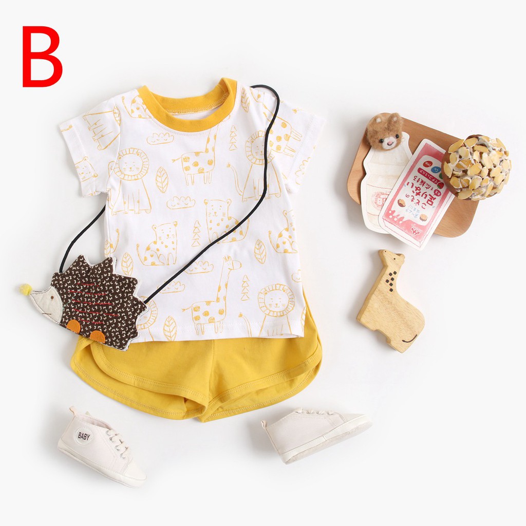 Set quần áo em bé Sanlutoz cotton hoạt hình mùa hè