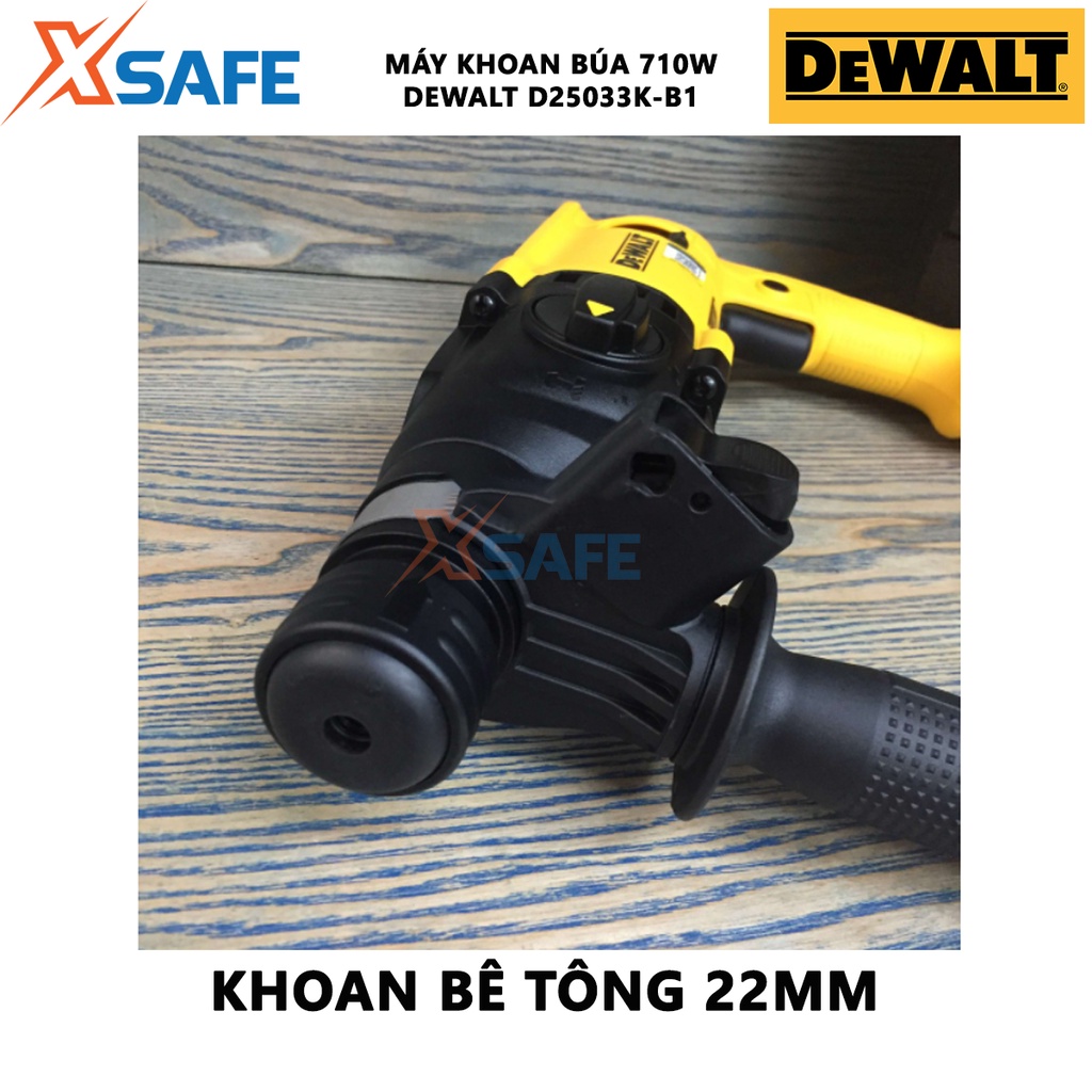 Máy khoan bê tông cầm tay DEWALT D25033K-B1 Máy khoan búa 3 chức năng Công suất 710W, tốc độ không tải 1550 v/p