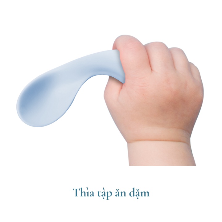 Bộ 2 muỗng thìa cong tập ăn dặm cho bé Inochi Amori Nhật Bản, Ag+ kháng khuẩn, an toàn tuyệt đối, Vạn Phúc store