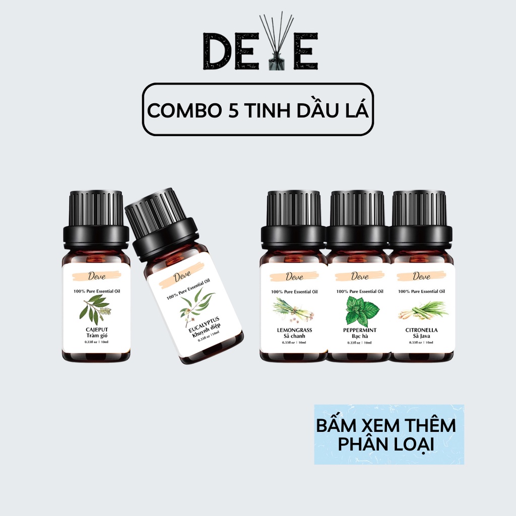 COMBO tinh dầu thiên nhiên DEVE ORGANIC tinh dầu thơm phòng cho may xong tinh dầu