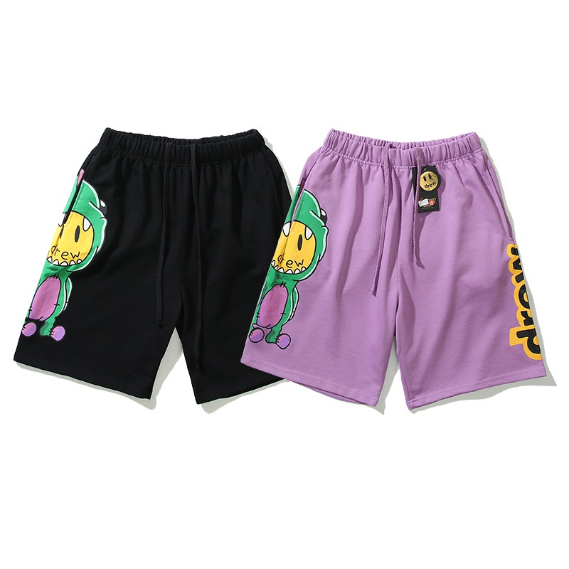 Quần Short Lưng Thun Ống Rộng Họa Tiết Khủng Long Hoạt Hình Thời Trang Unisex