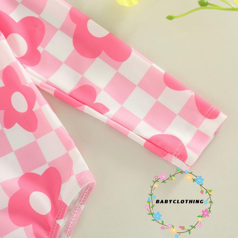 Bộ Đồ Bơi Một Mảnh Tay Dài In Hoa Phối Khóa Kéo Dành Cho Bé Gái