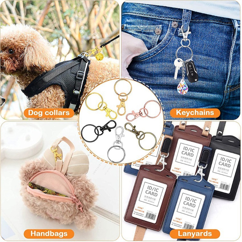 Set 120 Móc Khóa Có Dây Xoay Chất Liệu Hợp Kim Nhôm Dùng Để May Túi Xách
