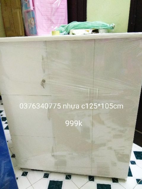 Tủ nhựa đài Loan cao 125*105 cm , 2 cánh 3 ngăn mở | BigBuy360 - bigbuy360.vn
