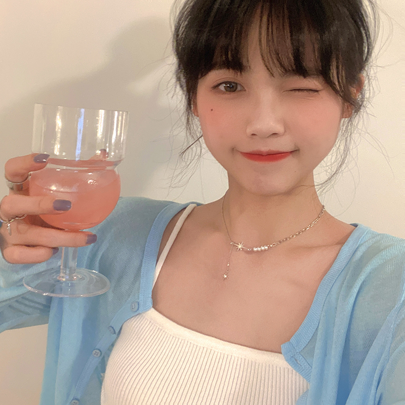 Vòng cổ đính ngọc trai xinh xắn theo phong cách Hàn Quốc cho nữ