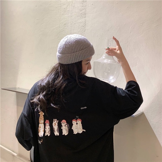 Áo thun phông PINK tay lỡ form rộng 6 BÉ MÈO Unisex