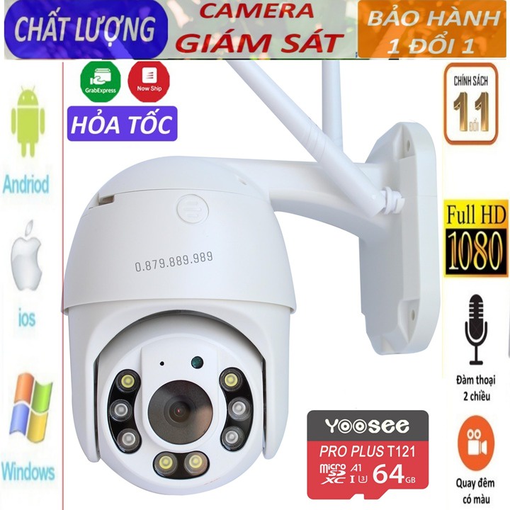 Camera yoosee ngoài trời  Ptz 8led 3.0Mpx quay quét 360 độ, đàm thoại 2 chiều, có màu ban đêm