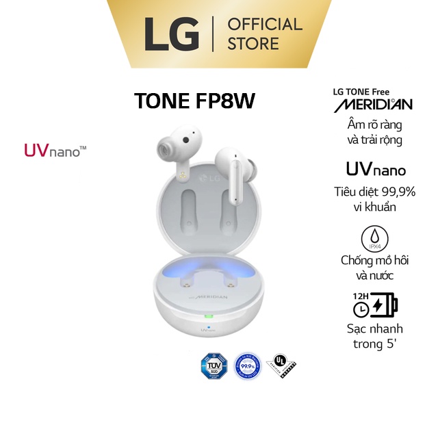 [Mã ELLGMAY giảm 10% đơn 500K] LG Tone Free FP8 - Màu Trắng - Hàng Chính Hãng