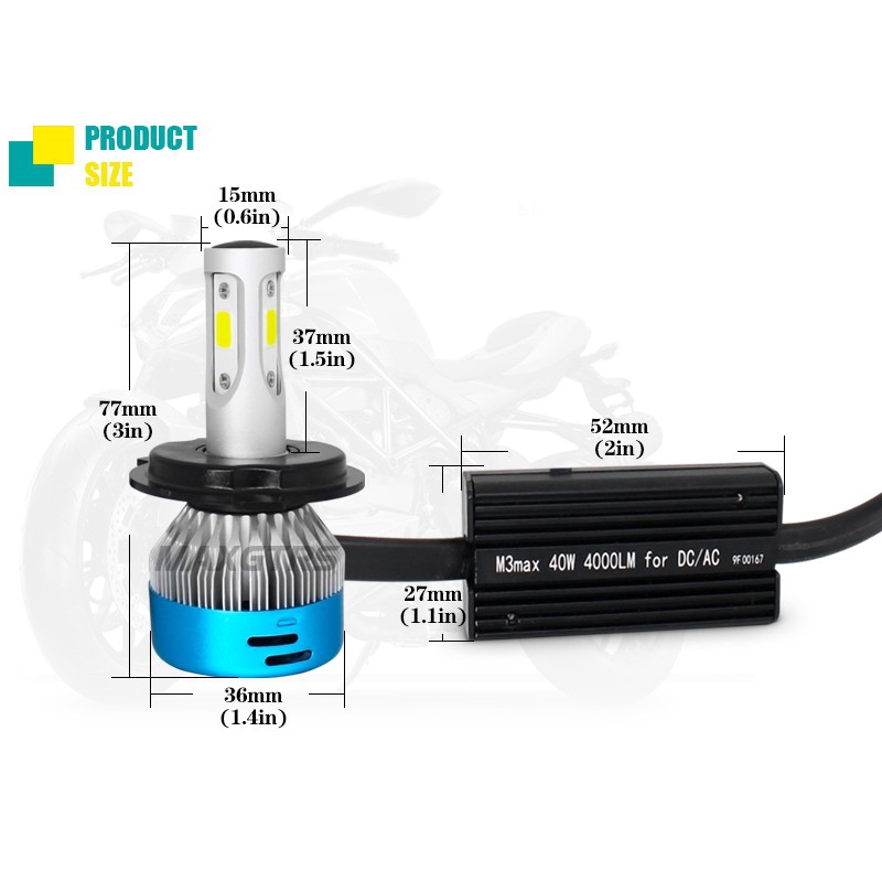 Đèn Pha LED MAXGTRS  H4 H6 P15D-25 Ba20D Cho Xe Mô Tô