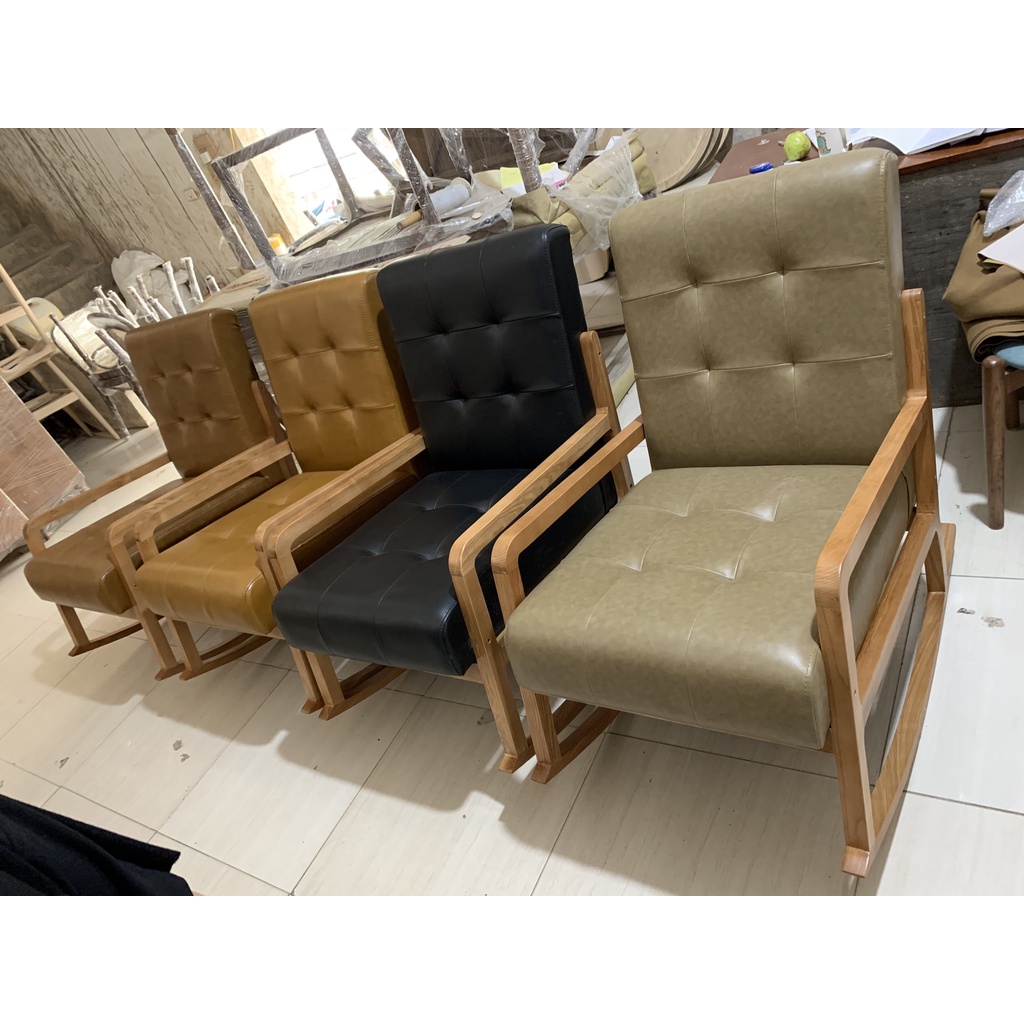 - Ghế thư giãn bập bênh nệm da cafe, cho gia đình