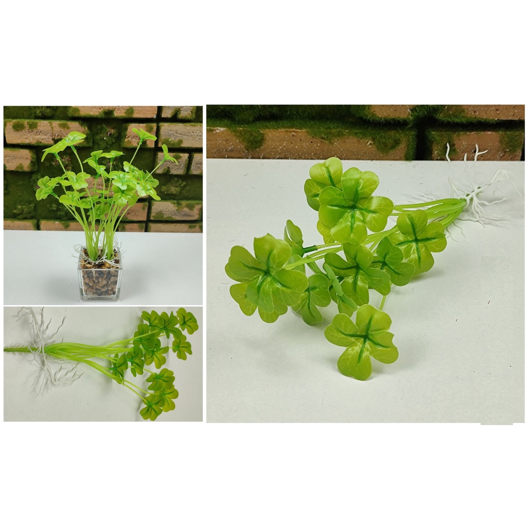 Cỏ bốn lá may mắn - Cây cỏ giả cỏ nhân tạo Trang trí nhà - cỏ may mắn 4 lá