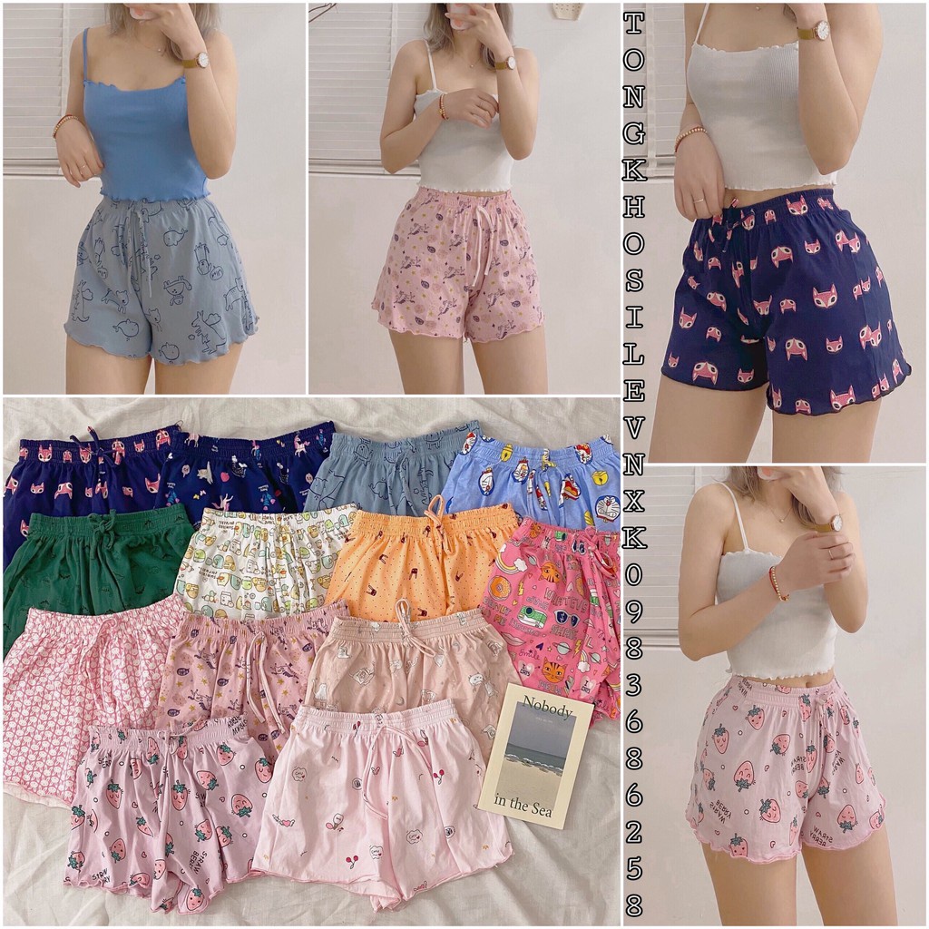 Quần Đùi Nữ Chạy Viền Icon 🦋 Quần Short Ngủ Nhiều Hình 🦋 Quần Đùi Nữ Thái họa tiết Chân Bèo Sooc hè