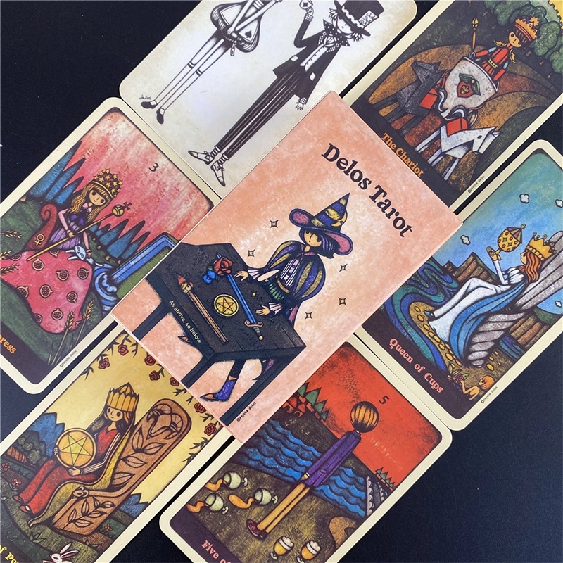 Delos Tarot Card Game 78 PCS Bộ 78 Thẻ Bài Tarot Thiết Kế Dễ Thương