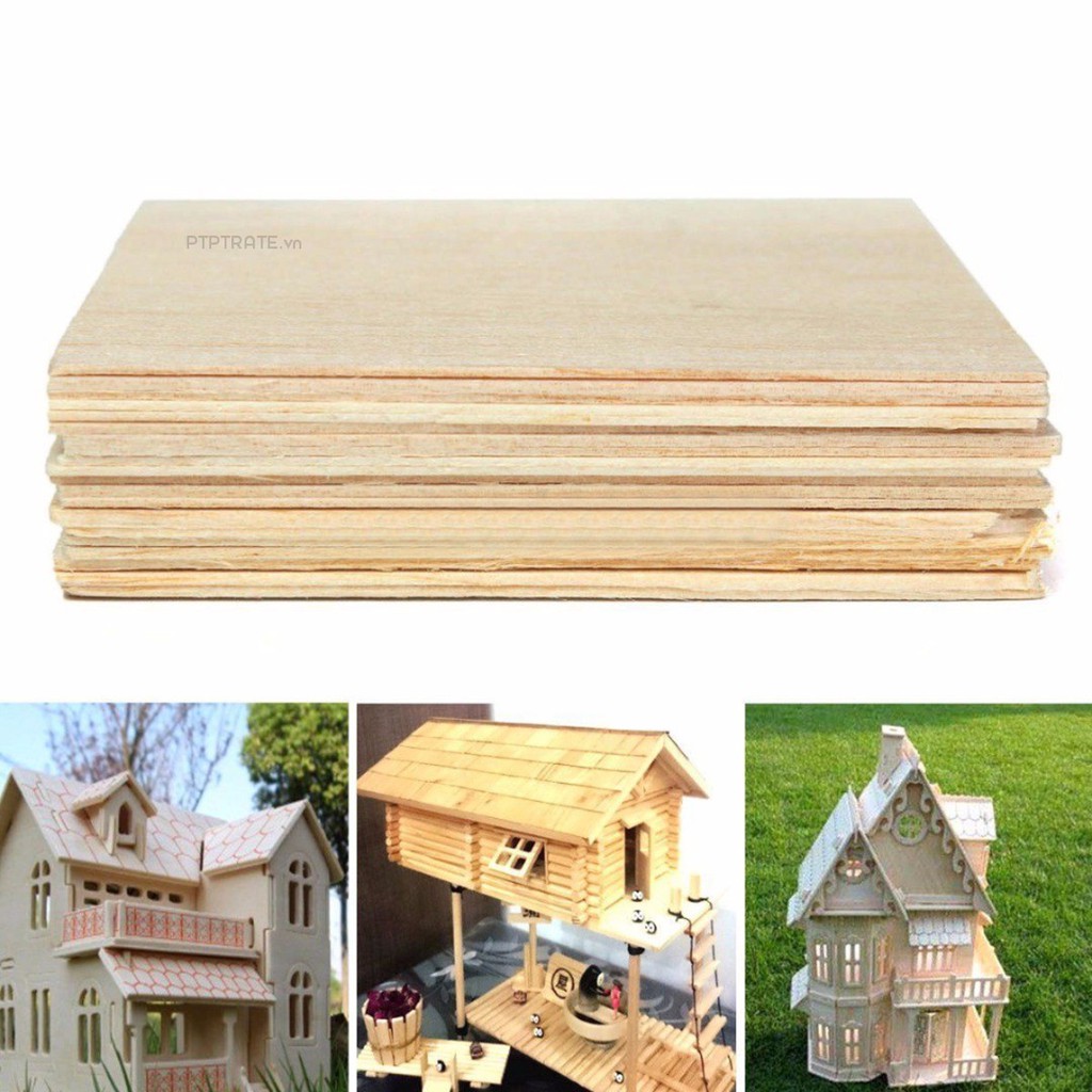 PTPTRATE ★10pcs New Wooden Plate Model Balsa Wood DIY House Ship Aircraft 200*100*1.5mm