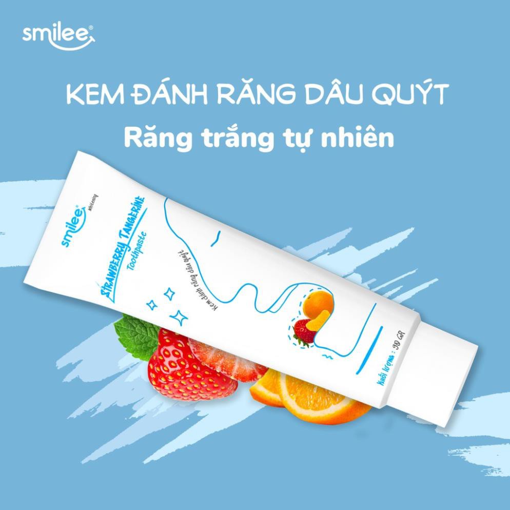 [Nowship 0đ + Quà  + ⚡43%] Kem Đánh Răng Smilee, Trắng răng-Thơm mát-An toàn, Chiết xuất Dâu-Quýt, Nhập khẩu USA