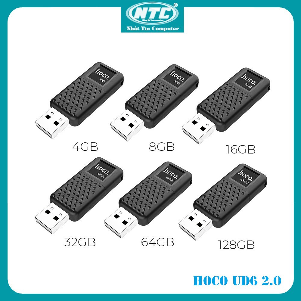 USB 2.0 HOCO UD6 Intelligent 16GB / 32GB / 64GB / 128GB - Nắp trượt (Đen) - Nhất Tín Computer