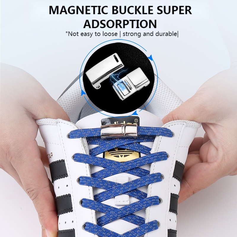 1 Cặp Dây Giày Có Từ Tính Phản Quang Thông Dụng Cho Trẻ Em Và Người Lớn