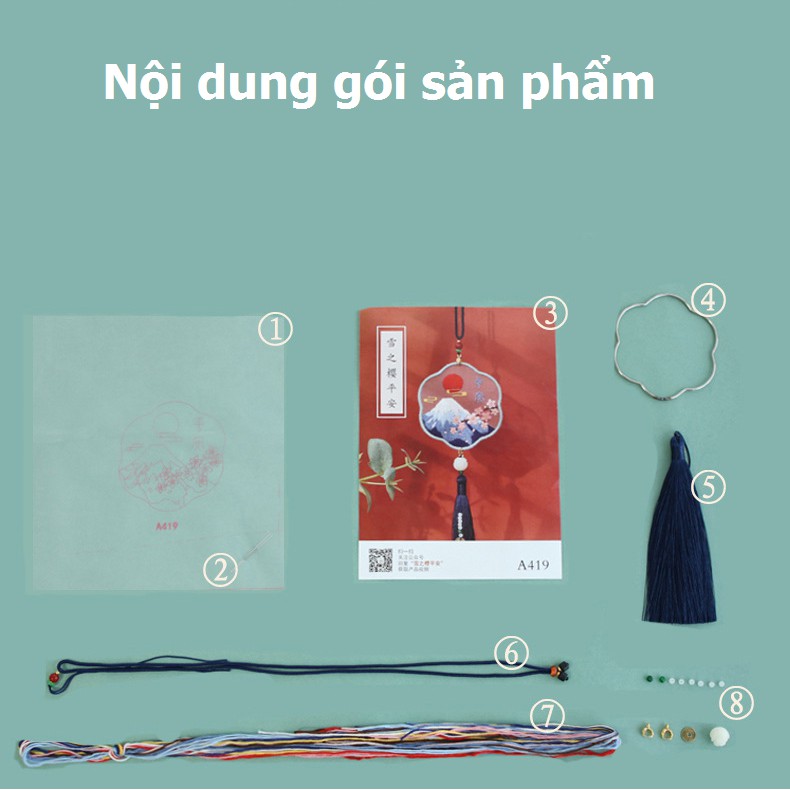 Thêu Handmade/Phụ Kiện/Mặt phụ kiện tranh treo móc khóa/túi xách kiêm thẻ kẹp sách thêu họa tiết cổ trang thủ công tự làm cho nữ
