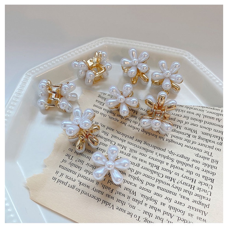 Kẹp Tóc Mini Hình Hoa Đính Ngọc Trai Dễ Thương Cho Bé Gái