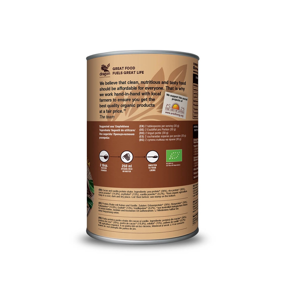 Bột Protein shake hữu cơ Dragon Superfoods đủ vị 450gr/ 500gr