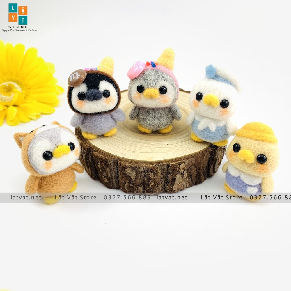 [Mới 2021] Bộ len chọc Biệt Đội Cánh Cụt cute cho người bắt đầu, có hướng dẫn, quà tặng ý nghĩa - Needle felting Penguin