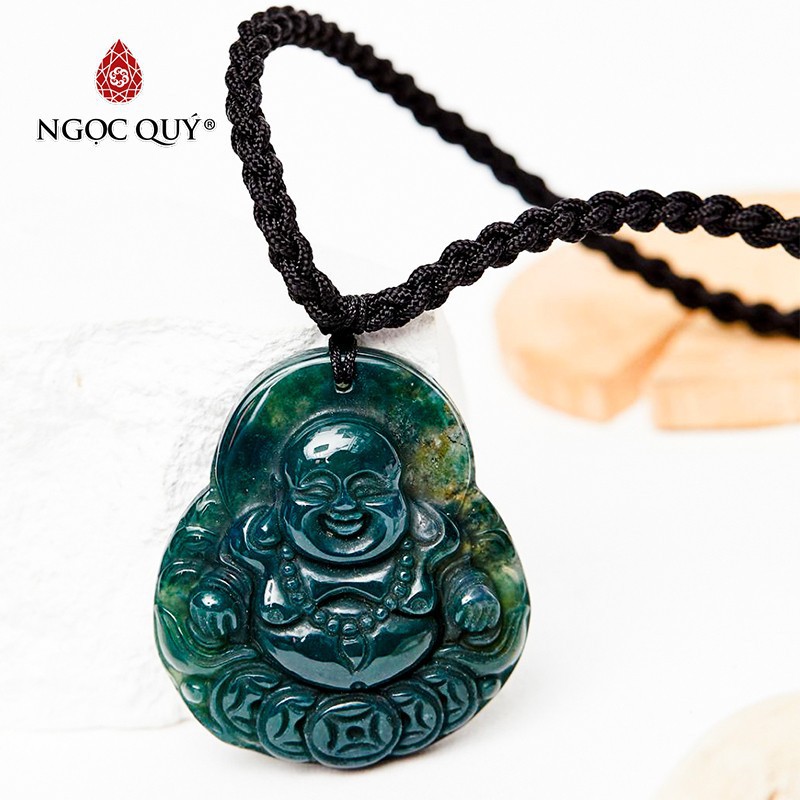 Mặt dây chuyển phật di lặc đá chalcedony mệnh hỏa. mộc - Ngọc Quý - NQMDC0617