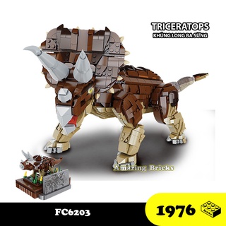 Đồ chơi Lắp ráp Khủng long 3 sừng Tricerators, FC6203 Xếp hình thông minh, Sách hướng dẫn, Nhựa ABS an toàn