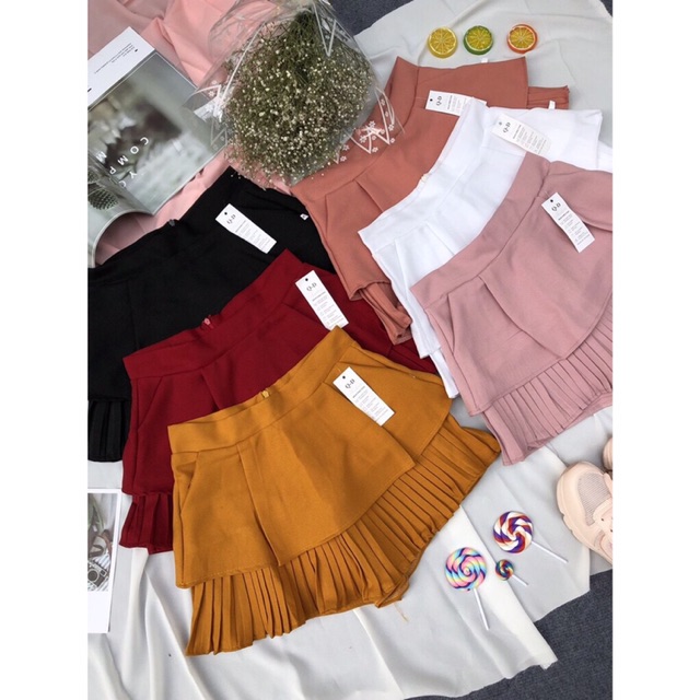 chân váy hai tầng dập ly, vải tuyết mưa | BigBuy360 - bigbuy360.vn