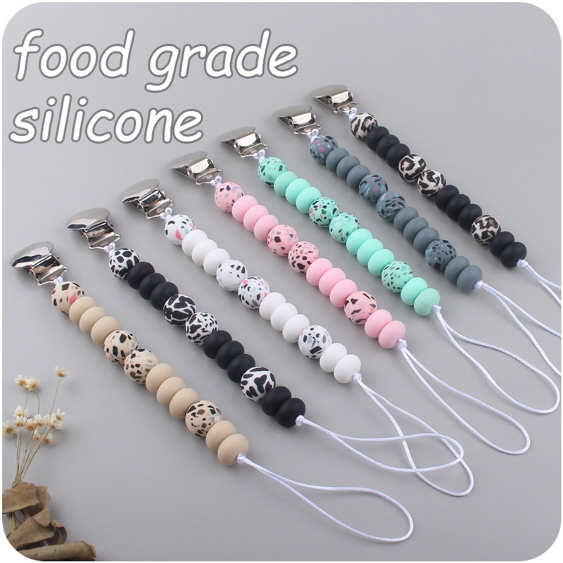 Dây Đeo Đồ Chơi Ngậm Mọc Răng Dạng Chuỗi Hạt Silicone Và Kim Loại Dành Cho Trẻ Sơ Sinh