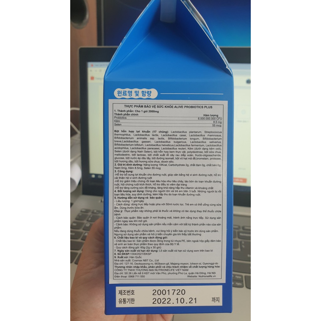 Men Probiotics Alive Plus,Hỗ Trợ Cải Thiện Vi Sinh Đường Ruột,Hỗ Trợ Viêm Đại Tràng