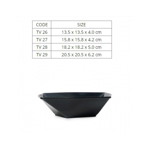 Tô Nhựa Melamine Vuông Màu Đen