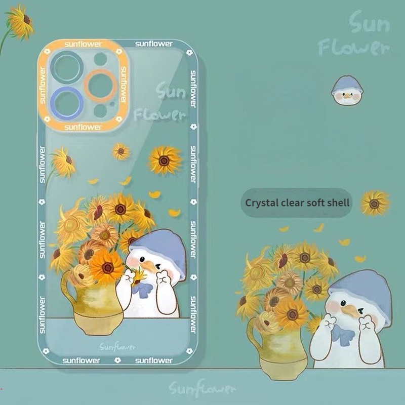 Ốp Điện Thoại gel Silica Mềm Hình Vịt Hoạt Hình Màu Trong Suốt Cho IPhone 13 12 11 Pro MAX X XR XS MAX 6 7 8 Plus