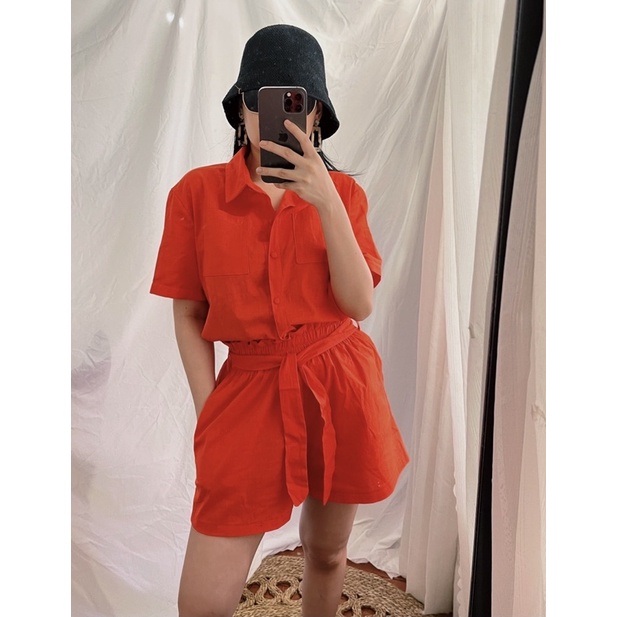 Set Áo sơ mi- quần short Linen